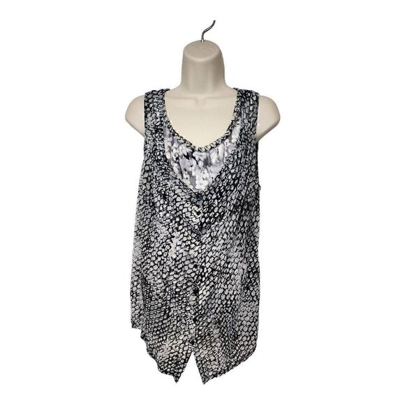 Simply Vera by Vera Wang Women's Button-down Double Layered Shirt Size M Black - Picture 3 of 12